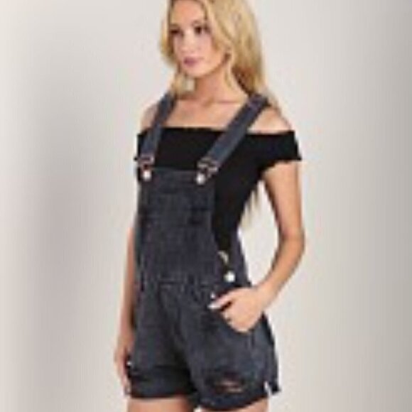 One Teaspoon black denim overalls Size 26 - Picture 2 of 14
